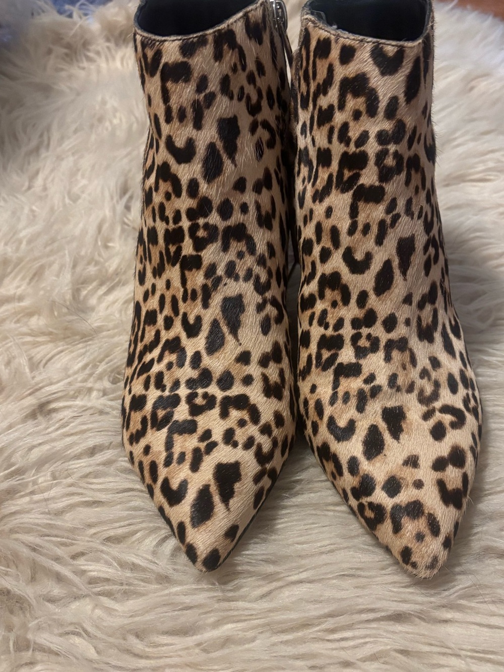 Leopard Print Pointed Toe Ankle Boots - Brown